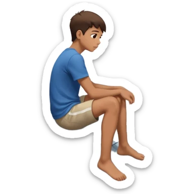 Ragazzo seduto su un tetto di un palazzo, con le gambe a penzoloni sul vuoto in 2d qundi di profilo sticker