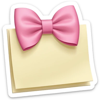 White sticky note with a pink bow  sticker