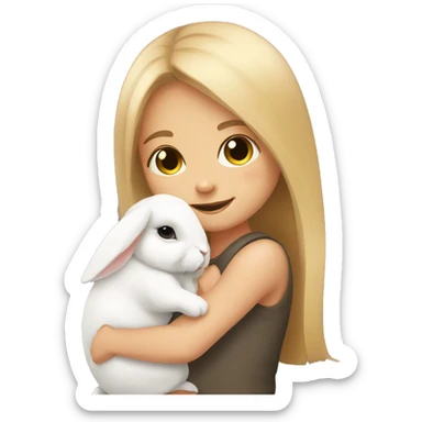 Girl hugging a mini lop bunny sticker