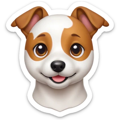 Cinematic Cute Jack Russell Terrier Portrait Emoji, Head tilted playfully and inquisitively, featuring a charming, small yet spirited body with a smooth, glossy coat, round, sparkling eyes full of delightful curiosity, and an endearing, mischievous smile, Simplified yet irresistibly adorable features, highly detailed, glowing with a warm, inviting glow, high shine, affectionate and lively, stylized with a touch of whimsical canine charm, soft glowing outline, capturing the essence of a mischievous yet lovable Jack Russell Terrier that seems as if it could scamper out of the screen into your arms! sticker