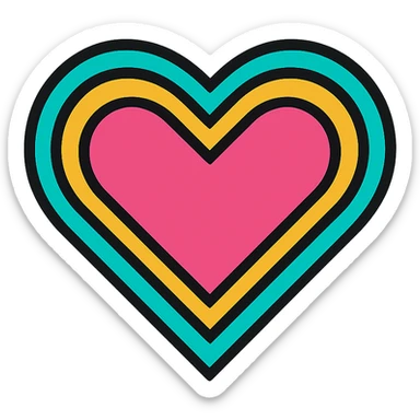 heart icon with colorful outlines sticker