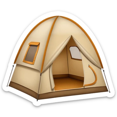Large camping tent made of felt texture, scrapbooking style, transparent background sticker