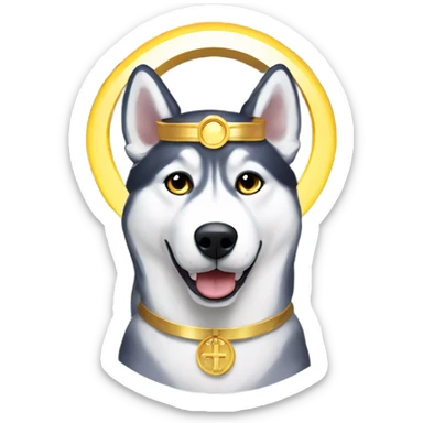 Husky with a saint halo above head sticker