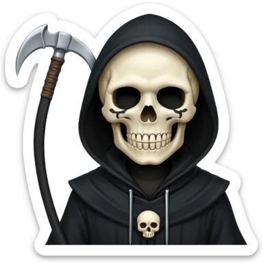 black hood skull scythe sticker