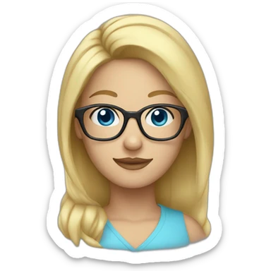 A Woman blond hair and blue eyes whit glasses sticker