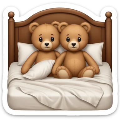Teddy bear couple in the bed hug  sticker