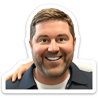 smiling man in white shirt sticker