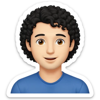 a handsome man with black curly hair tries to kiss sticker