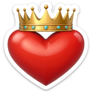 Red heart and crown on top sticker