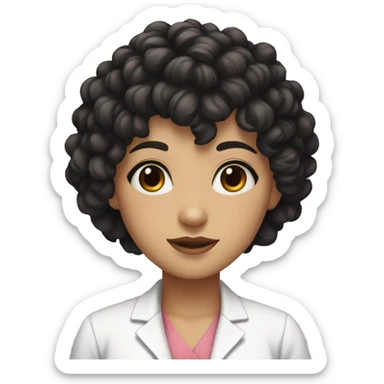 dr with black short curly hair and bangs and brown eyes, the girl skin is white] sticker