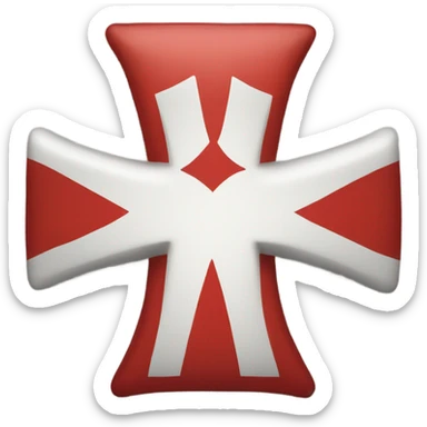 A rectangle with a white background and a red stripe horizontal and vertical like a cross with a white star in the middle with a red hand in the star and a red crown above the star  sticker