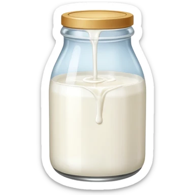 a jar of milk but the top is sticky and its dripping sticker