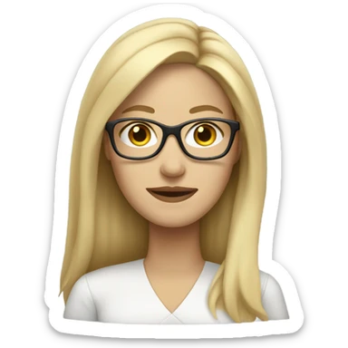 white woman with long blonde hair and glasses sticker