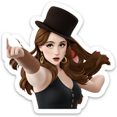 girl with brown hair hat sticker