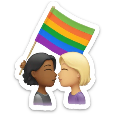 lesbians kissing with pride flag sticker