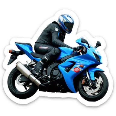 Motorbiker in Suzuki GSX-R 600 blue sticker