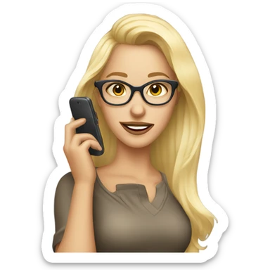 Beautiful Blonde woman wearing glasses calling on cell phone sticker
