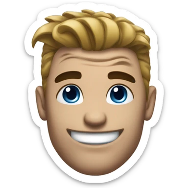 Scar on face blue hair updo muscle man smiling sticker