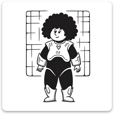 Cabbage Patch Kid in Tron-inspired armor, 80's retro sci-fi, digital grid background sticker