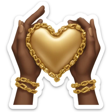 brown heart hands with gold jewelry sticker