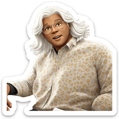 boy with white hair indoors sticker