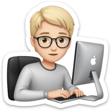 young programmer working at the computer, inspired sticker