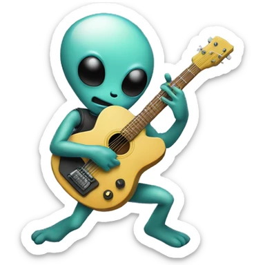 An alien playing guitar sticker