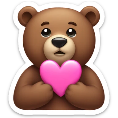 Bear with pink heart sticker