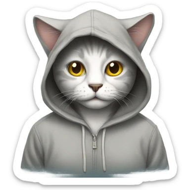 Cat wearing hoodie sticker