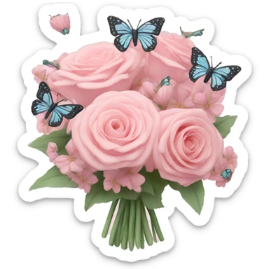 Pastel pink bouquet with butterflies sticker
