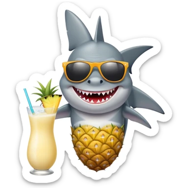 shark with sunglasses and piña colada sticker