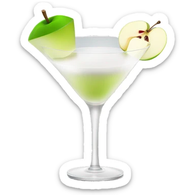 white cocktail with apple sticker