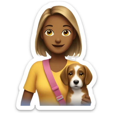 Girl with dog in sunshine sticker
