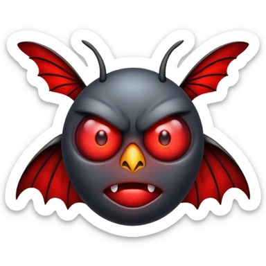 Create a scary emoji of the mothman with bright red eyes sticker