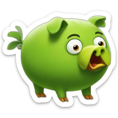 The green pig from Angry Birds rules the birds sticker