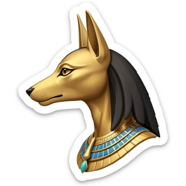 Anubis in profile, traditional Egyptian attire sticker