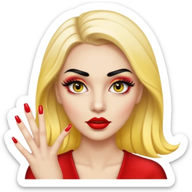 Baddie with nails and lashes ios yellow face big lips big long lashes  sticker