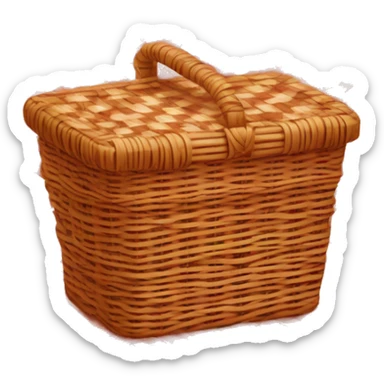 Wicker Picnic basket on a red and white plaid blanket sticker