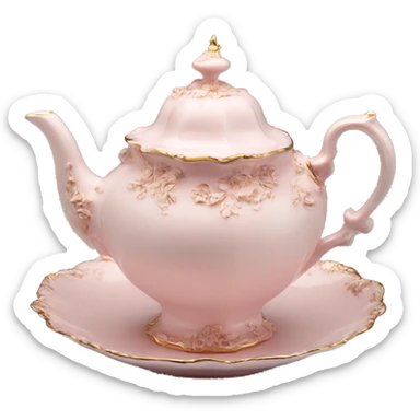 vintage rococo light pink tea set  sticker