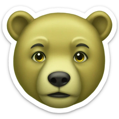 Yellow bear with a lime green unibrow sticker