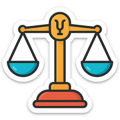 scales icon emoji, clear outlines, strong shadows and highlights, psychology and psychosomatics theme sticker
