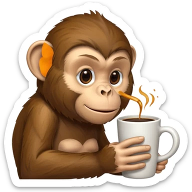 side profile monkey sipping coffee  sticker