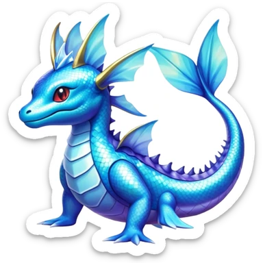 Shiny Exotic Colorful epic Lapras-Salamence-Vaporeon-Fakémon-hybrid-creature (full body)  sticker