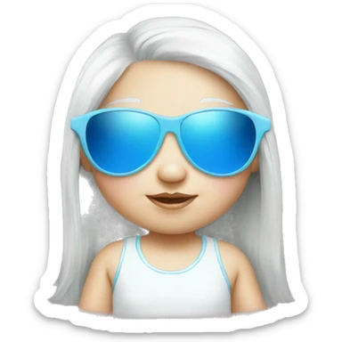 white little baby girl with blue sunglasses sticker