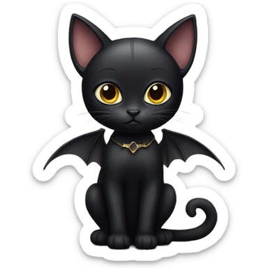 Black cat with bat wings sticker
