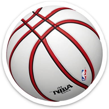 Minimalist red and black Spalding basketball with NBA logo, red with black lines, iOS emoji style sticker