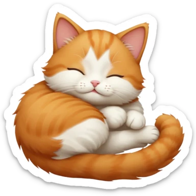ginger and white small cat in funny positions upside down with eyes closed sticker