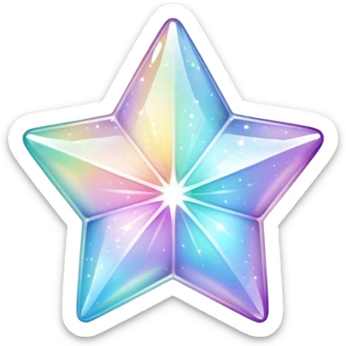 Sparkly glossy Pastel iridescent glass crystal estrella sticker