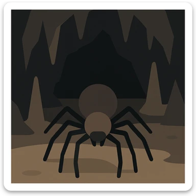 Flat design style spider in the cave sticker