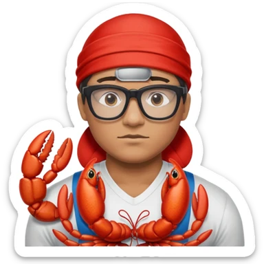 wrestler with glasses and a lobster, wearing an Ohio State sash sticker